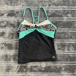 Kid!s Black and Teal Strappy Swim Suit